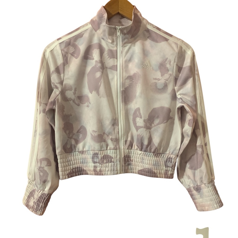 Adidas Light Pink Purple Patterned Bomber Jacket Girls 8